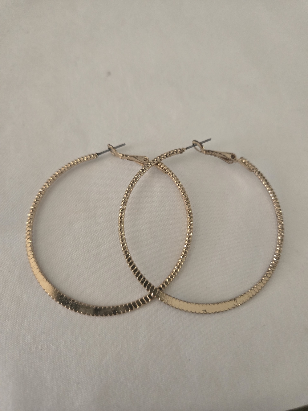 Gold-tone Textured Hoop Pierced Earrings